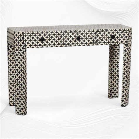 Manhattan Bone Inlaid 3 Drawer Console Black – Luxury Handicrafts