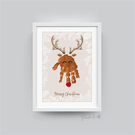 Handprint Footprint Art Craft Reindeer Merry Christmas Baby - Etsy