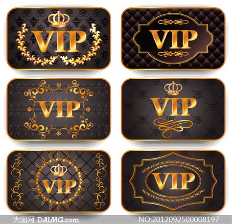 金色花纹VIP会员卡设计矢量素材_大图网图片素材