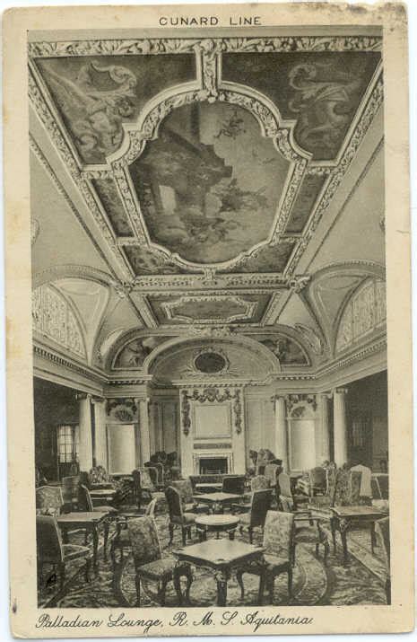 W/B Interior View of Palladian Lounge R.M.S Aquitania Cunard | Topics ...