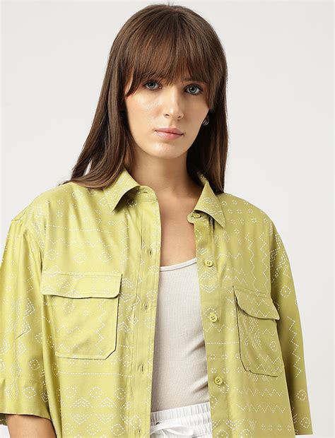 Buy Pure Viscose Print Spread Collar Shirt at Marks & Spencer