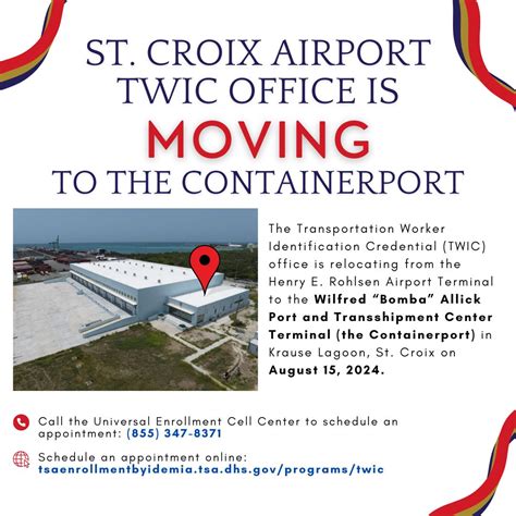 ‼️REMINDER The TWIC office has relocated from the Rohlsen Airport ...