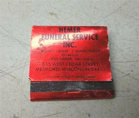 Hemer Funeral Service Cedar St Medford Wisconsin Vintage Advertising ...