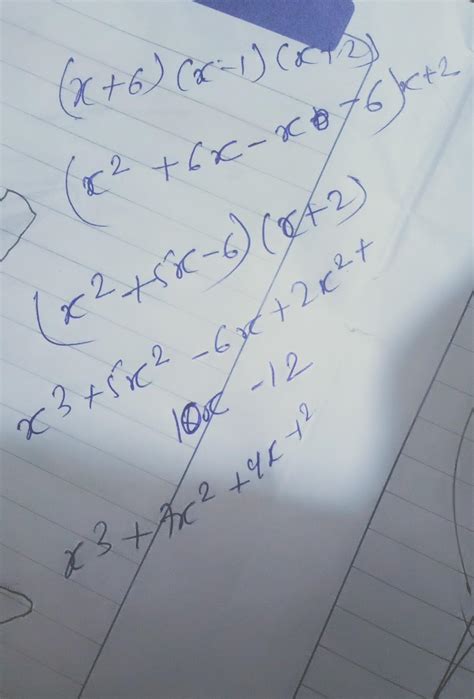 expand and simplify (x+6)(x-1)(x+2) give your answers in descending ...