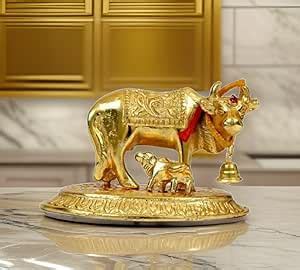 Buy 3.6 inch- for Car Dash Board Metal kamdhenu Small Cow Idols Murti ...