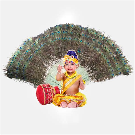 Baby Krishna Dress for Janmashtami with Krishna Mukut, Peacock Feather ...