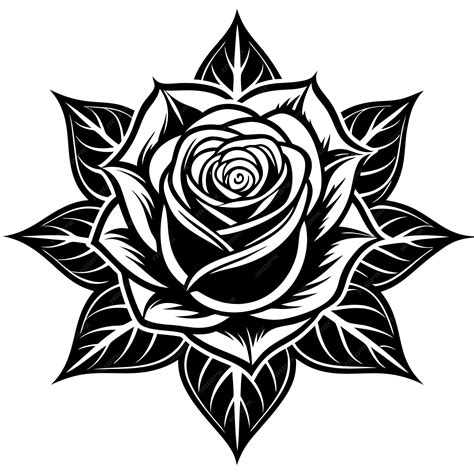 Rose Black Color Silhouette and Flat Rose Flower icon Elegant Vector ...