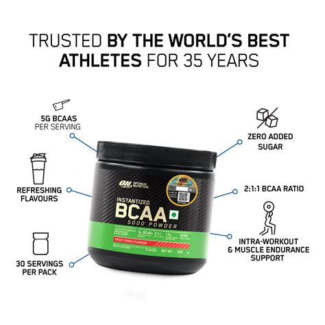 Shop BCAA 5000 Powder - Fruit Punch Flavour 250g - ON