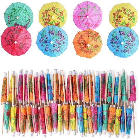Amazon.com | Dohia Drink Umbrellas Cocktail Picks Hawaiian Multi Color ...