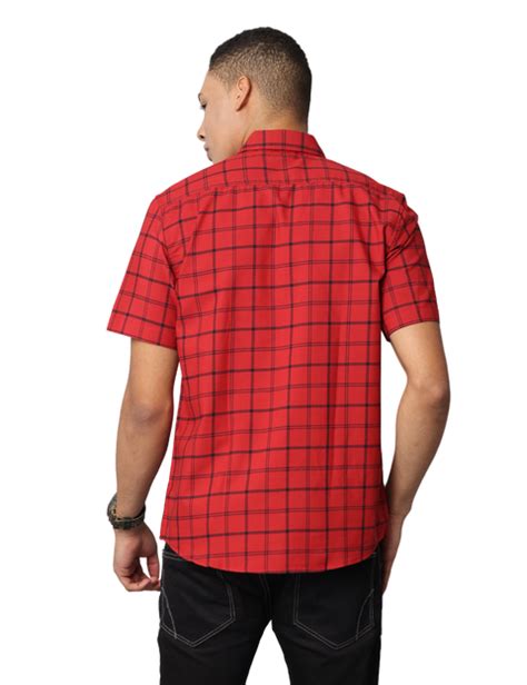 Men's Red Checkered Slim Fit Casual Shirt – Wearhouse