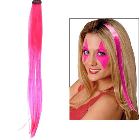 Neon Pink Clip In Hair Extension - Discount Party Supplies