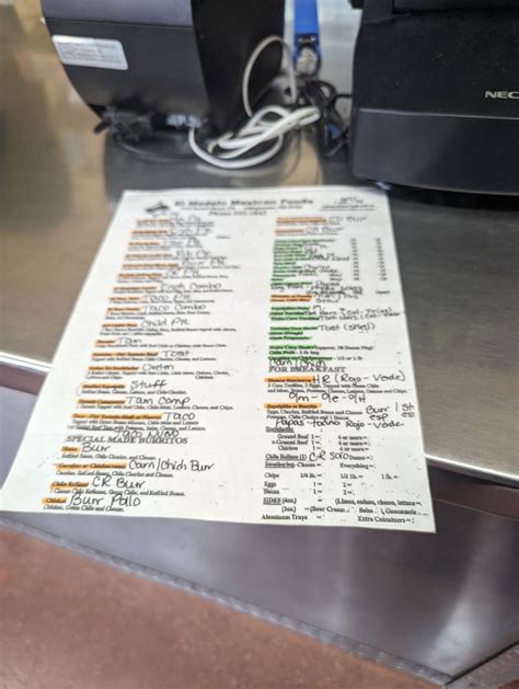 Menu at El Modelo Mexican Foods restaurant, Albuquerque