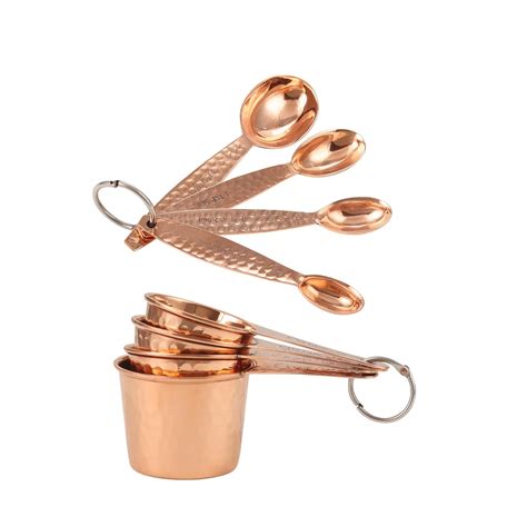 ALCU Shiny Copper Measuring Cup & Spoon Set | Copper Finish Measuring ...
