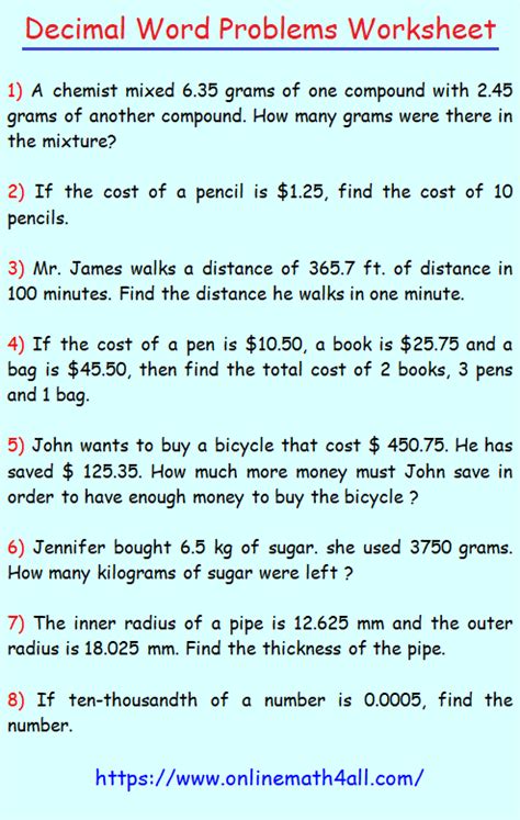 Solving Decimal Word Problems 的图像结果
