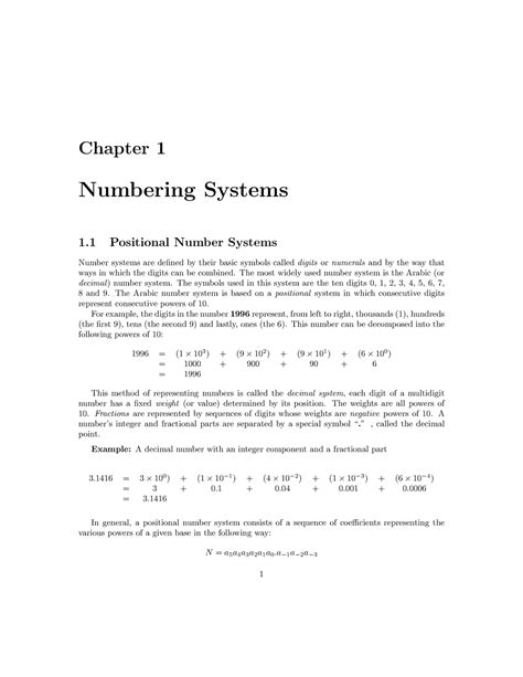 Chapter 1 - Ted - Chapter 1 Numbering Systems 1 Positional Number ...