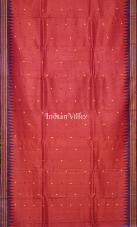 Red Purple Shree Mandira Nila Chakra Theme Gopalpur Tussar Silk Saree ...