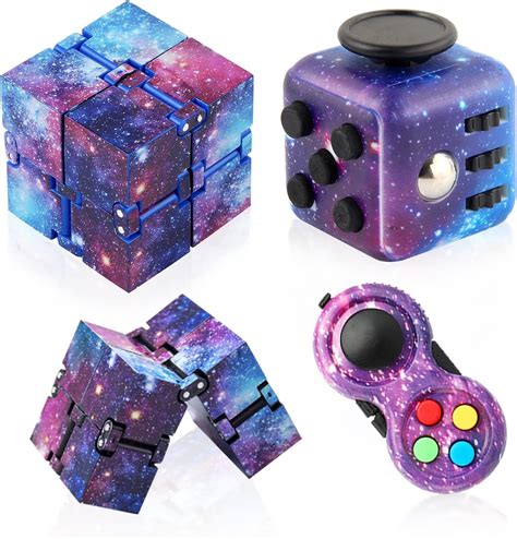 Cuackamily 3PCS Fidget Toys Galaxy Jouet Cube Anti-Stress, Jouet Cube ...