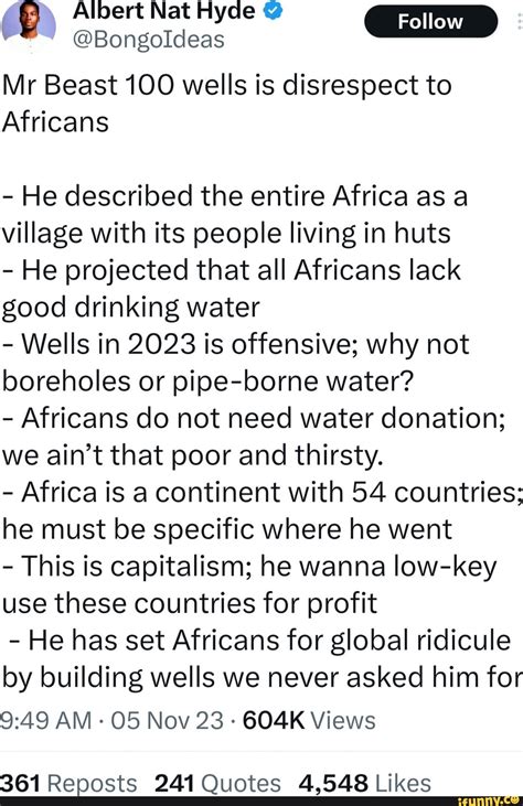 Albert Nat Hyde @ @Bongoldeas GED Mr Beast 100 wells is disrespect to ...