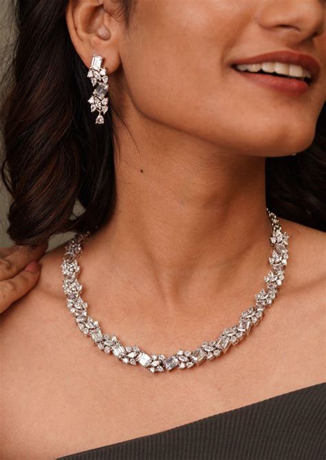 Buy Catherine Diamond Necklace, Artificial Diamond Bangles: Attrangi ...