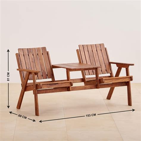 Buy Jack and Jill Mango Wood 2-Seater Outdoor Chair - Brown from Home ...