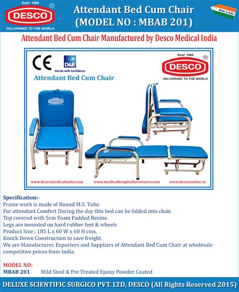 Medical Attendant Bed Cum Chair - Suppliers, Manufacturers & Exporters ...