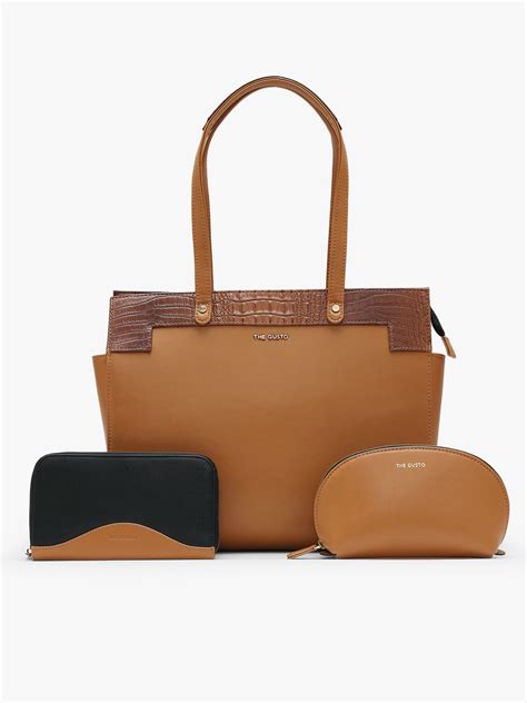 Elegant Estelle Croco Tote Bag - Black | The Gusto