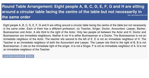 Eight people A, B, C, D, E, F, G and H are sitting around a circular ...