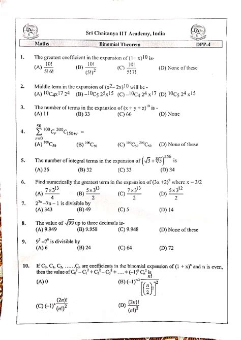 DPP 4 - nh jgvjlgjlgjbk m kvkvlk i ig jg jgv - Sri Chaitanya IIT ...