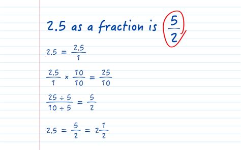 2.5 as a Fraction - Decimal to Fraction