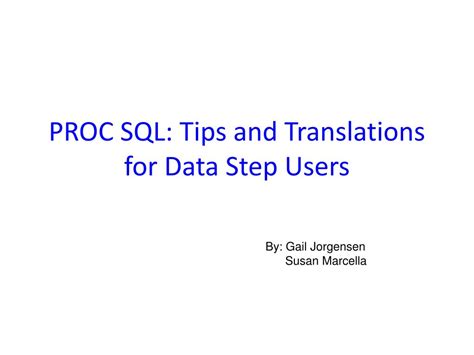 Image result for Proc SQL Step