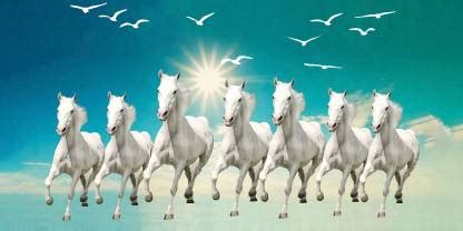 lucky seven horses running at sunrise ll 7 horse vastu poster in vinyl ...
