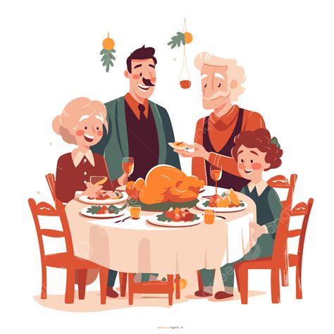 Family Turkey Dinner Clipart