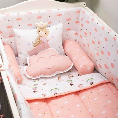 Organic Cot Bumper- Pink Clouds – Popup Kids