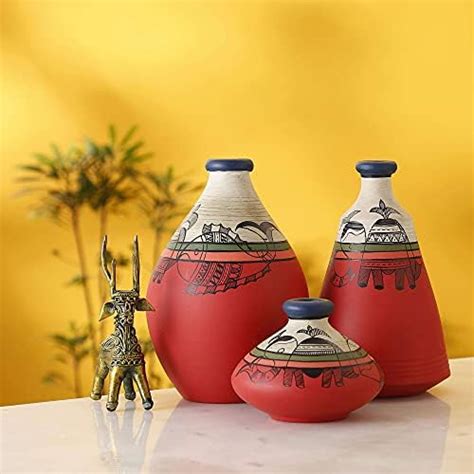 Buy ExclusiveLane Terracotta Vases for Home Decor Flower Vase for ...