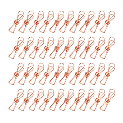 50 Pieces Metal Wire Rose Gold Clips Fancy Clothes Pins Hollow Out ...