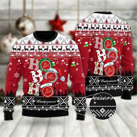 Budweiser Christmas Hohoho Ugly Sweater - Hearthtops Store