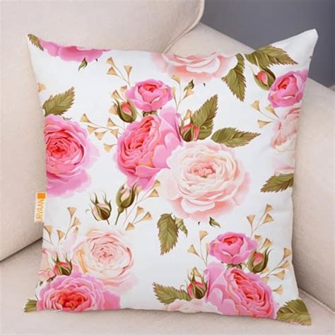 Buy Urvaan Cream Velvet Floral Printed Cushion Covers, 16 x 16 Inch ...