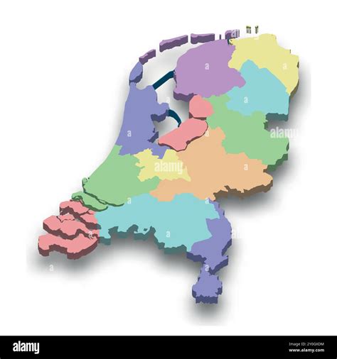 3d isometric colored map of Netherlands with borders of regions Stock Vector Image & Art - Alamy