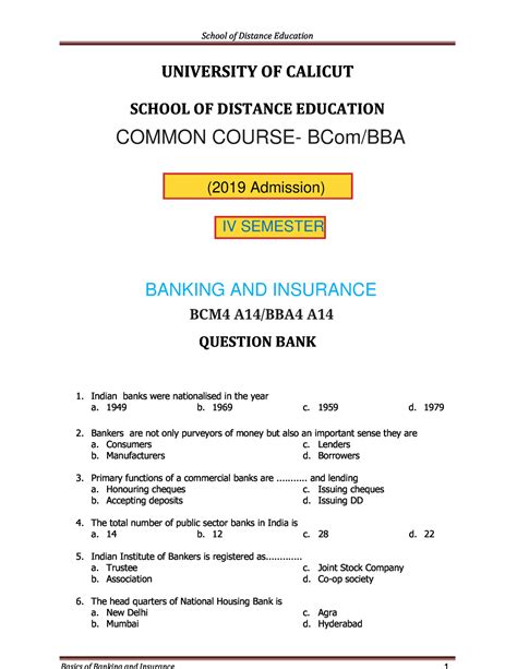 Common Course -BCOM BBA MCQ - ! "#$ " "% $ - Studocu