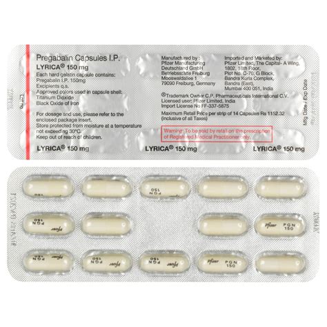 Lyrica 150 mg - Strip of 14 Capsules : Amazon.in: Health & Personal Care