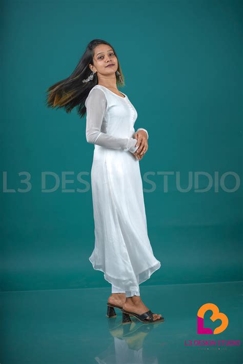 Off White Organza Dress with Sponge Buttons and Churi Sleeves – L3 ...