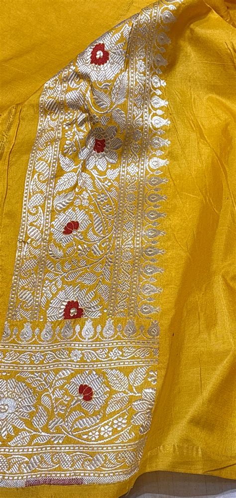 Pure Katan Silk Banarasi Saree in Radiant Yellow – Heritage Banaras
