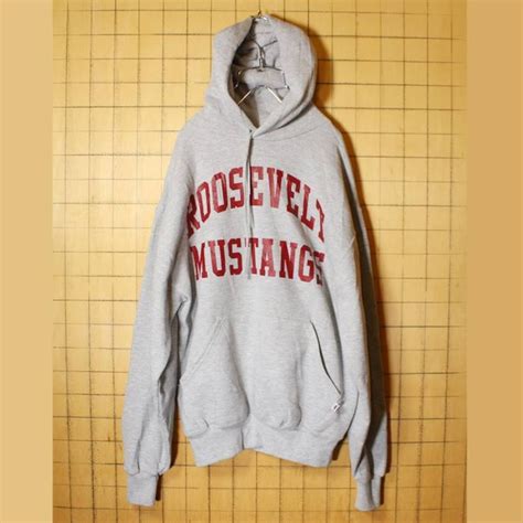 RUSSELL ATHLETIC プリント スウェットパーカー グレー メンズM ラッセルアスレチック フーディー ROOSEVELT ...