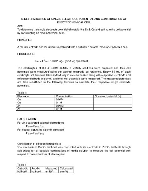 Single electrode potential - 6. DETERMINATION OF SINGLE ELECTRODE ...
