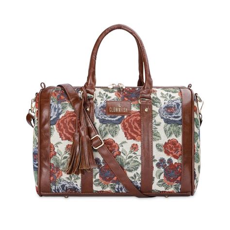 THE CLOWNFISH Lorna Tapestry Fabric & Faux Leather Handbag Sling Bag f ...