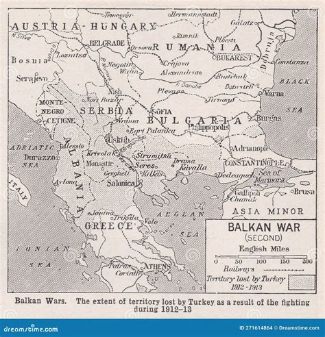 Vintage Map of the Balkan War (Second) Editorial Stock Image - Image of line, circle: 271614864