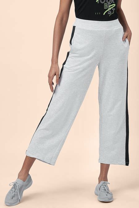 Grey Solid Ankle Length Mid Rise Athleisure Women Regular Fit Track ...