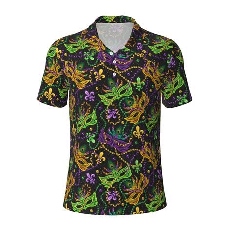 Balery Mardi Gras Surface Printed Men’s Short Sleeve Polo Shirt ...