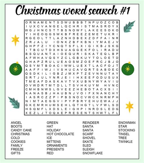Free Printable Christmas Word Search - Printable JD