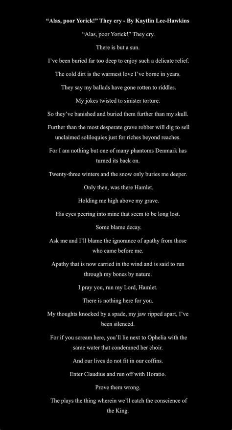 “Alas, poor Yorick!” They cry - A poem, by me : r/shakespeare